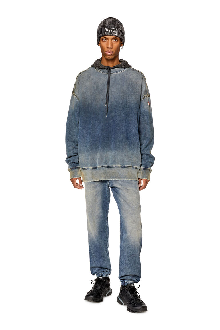 Men's Sweatshirt in vintage-look Track Denim | D-KRIB-NE Diesel A03943068FN
