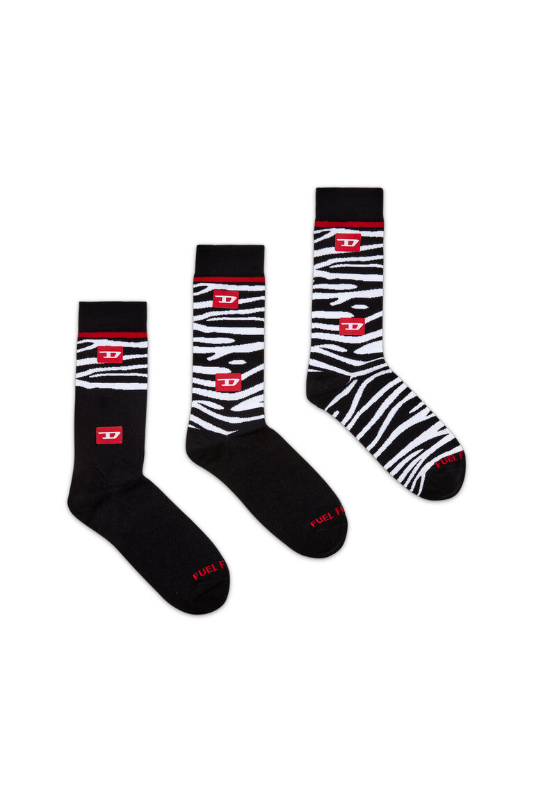 Men's Three-pack of socks with zebra motif | SKM-RAY-THREEPACK Diesel 00SAYJ0KJAX