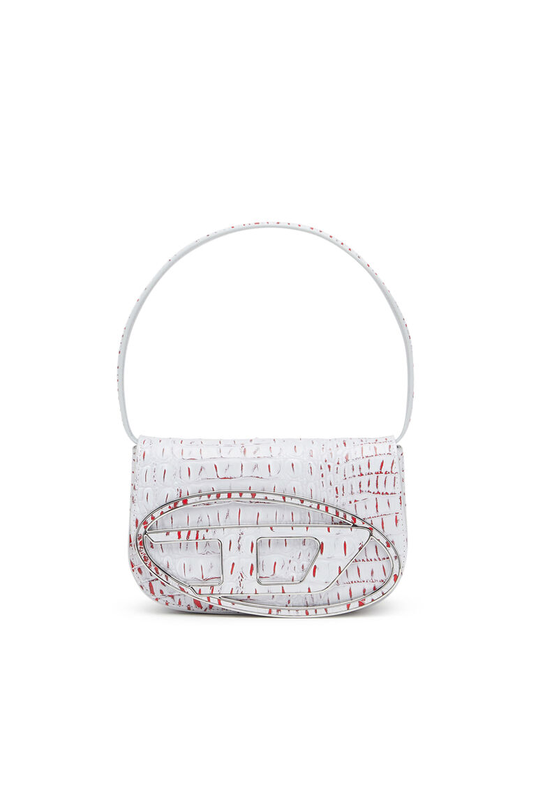 1DR Woman: Croc-print shoulder bag with oval D logo | Diesel 8059038199127