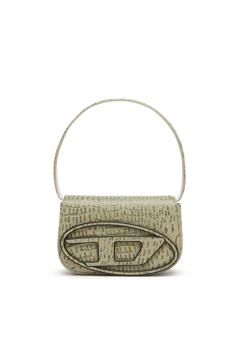 1DR Woman: Croc-print shoulder bag with oval D logo | Diesel 8059038199134