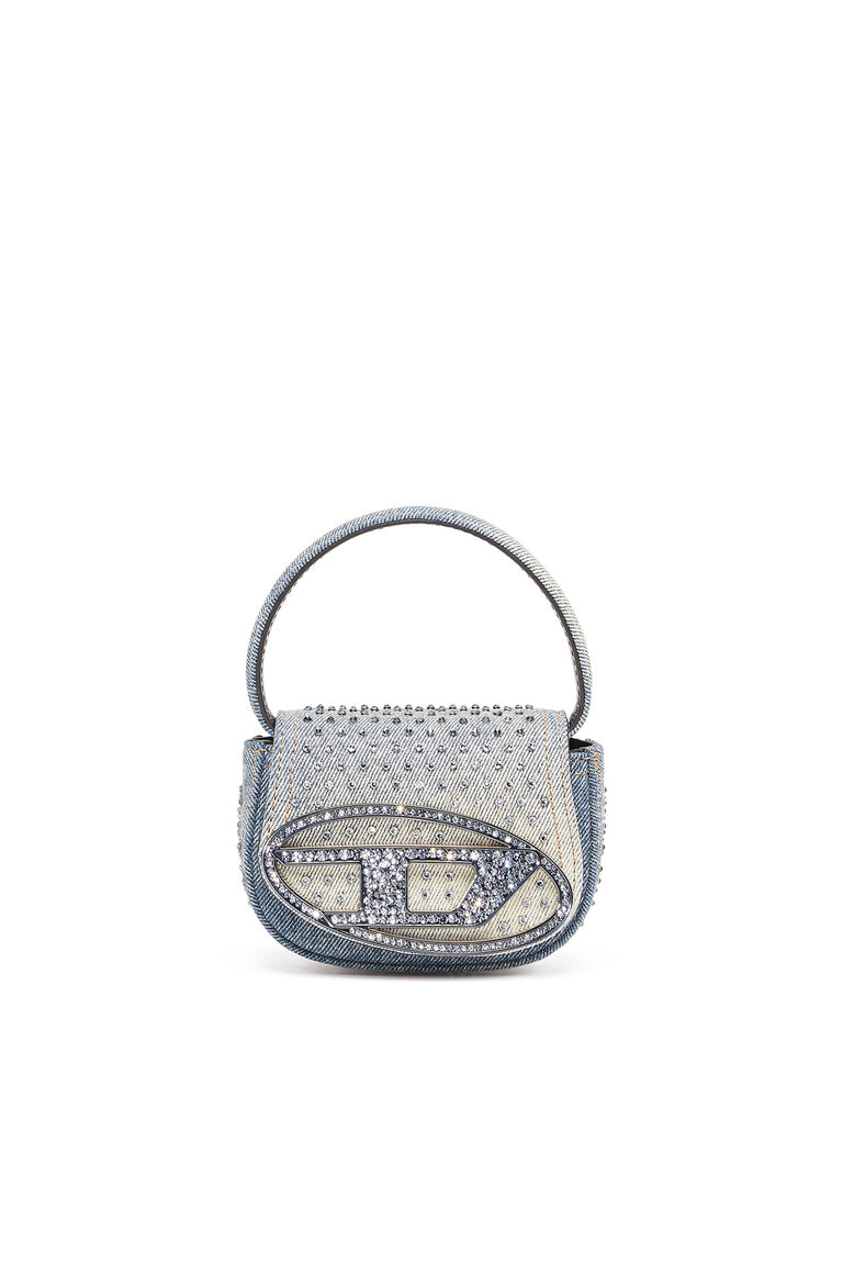 Women's 1DR XS - Iconic mini bag in denim and crystals | 1DR XS Diesel 8059038687891