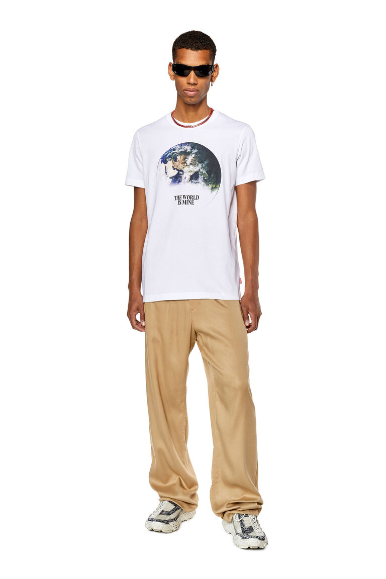 Men's T-shirt with digital globe print | T-DIEGOR-L4 Diesel A035670CATM