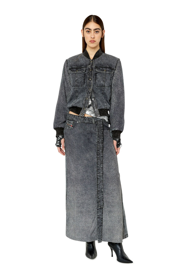 O-TINA Woman: Twill skirt with trompe l'oeil denim print | Diesel A084550KGAX