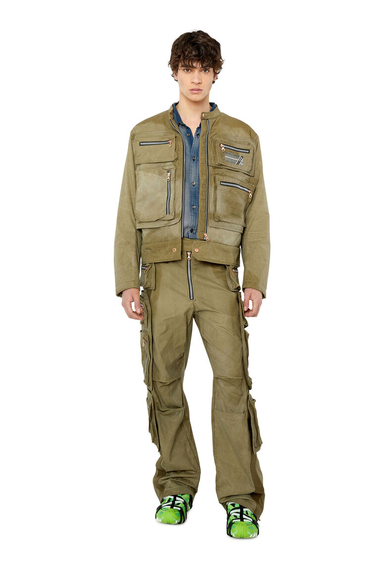 J-ELEVEN Man: Waxed jacket with detachable pockets | Diesel A084890WEAT