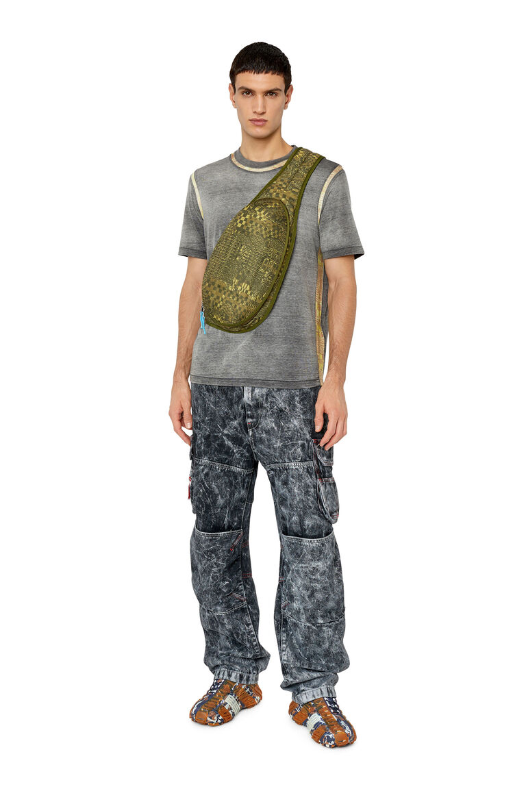 T-JUSTINDI Man: Stonewashed T-shirt with camo inserts | Diesel A085290BJAR