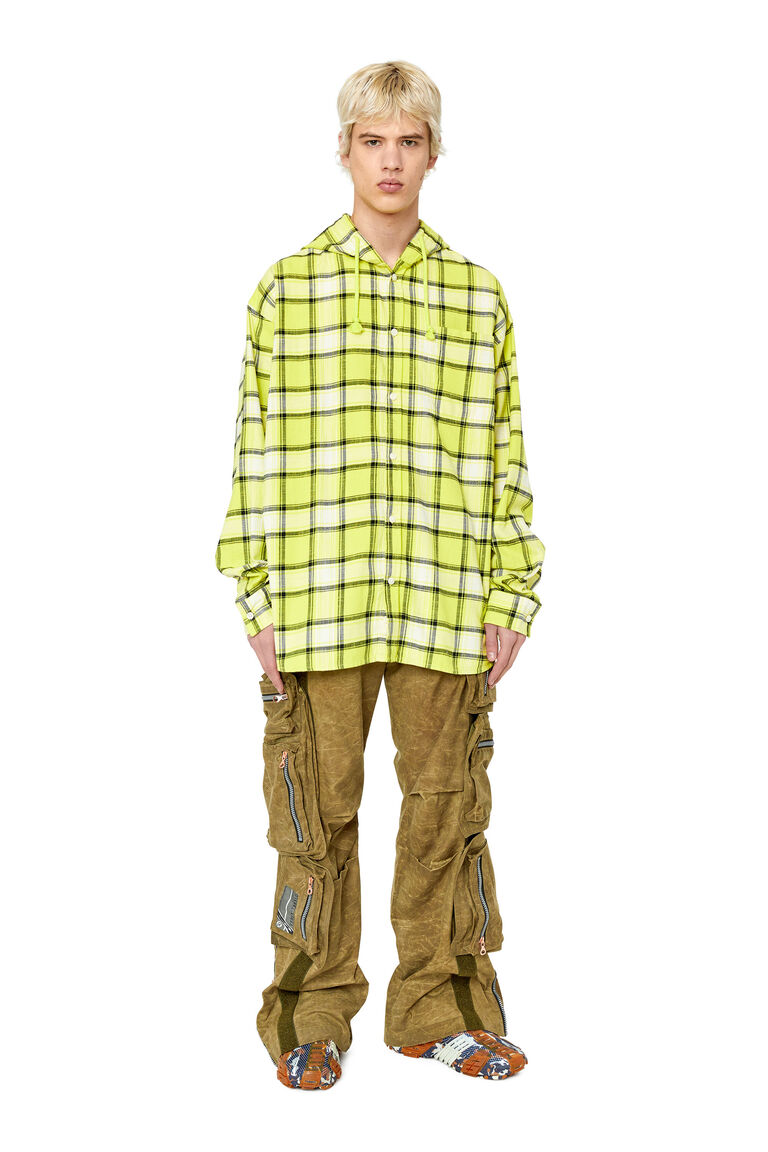 S-DEWNY-HOOD Man: Oversized hooded shirt in check flannel | Diesel A085390TFAJ