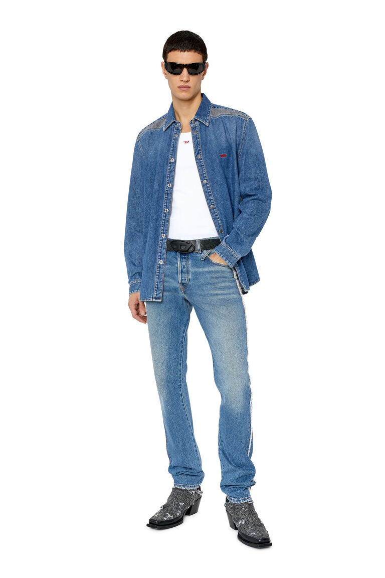D-SIMPLY-RS Man: Denim shirt with contrast inserts | Diesel A09157068CZ