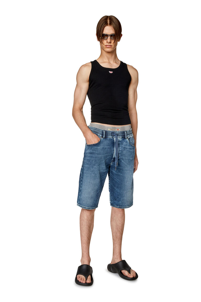 Men's Shorts in Track Denim with lived-in look | D-KROOLEY-SHORT JOGG Diesel A09728068FJ