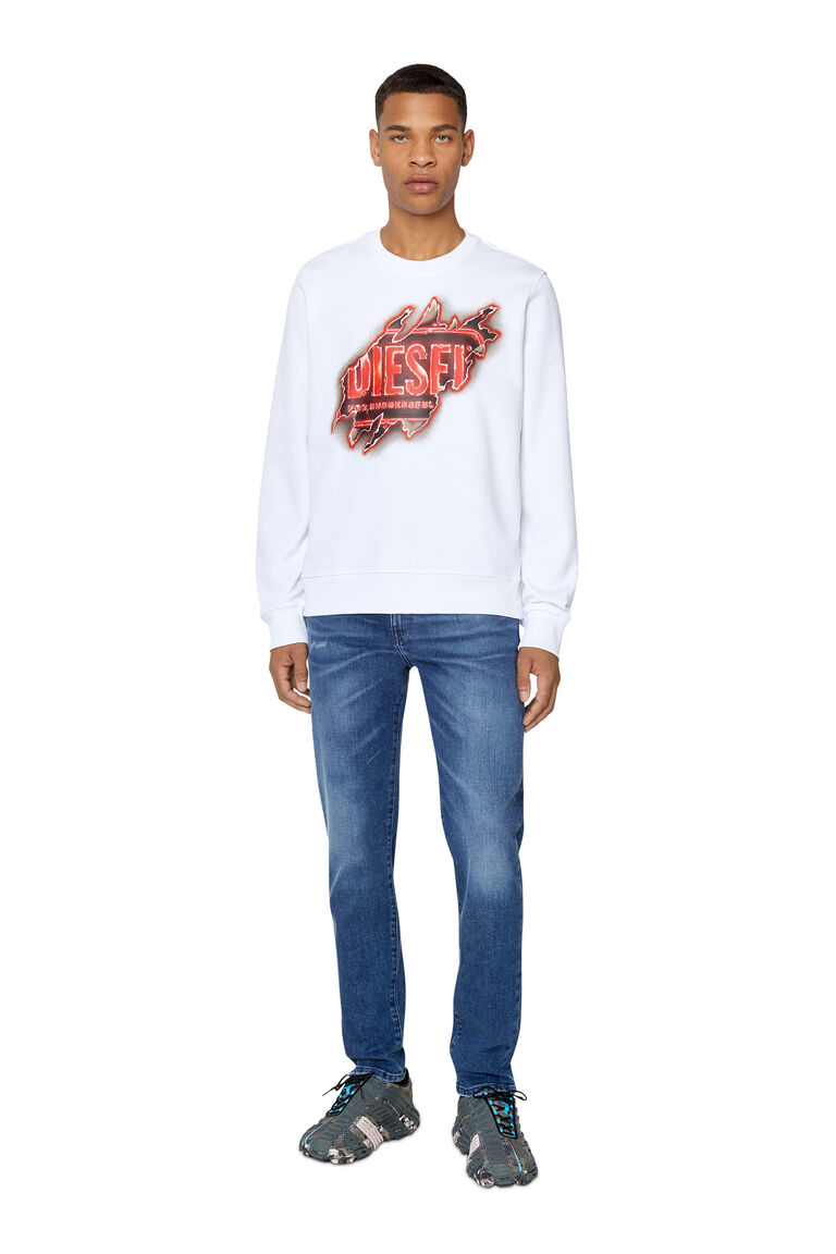 S-GINN-E9 Man: Sweatshirt with peel-effect logo print | Diesel A098270BAWT