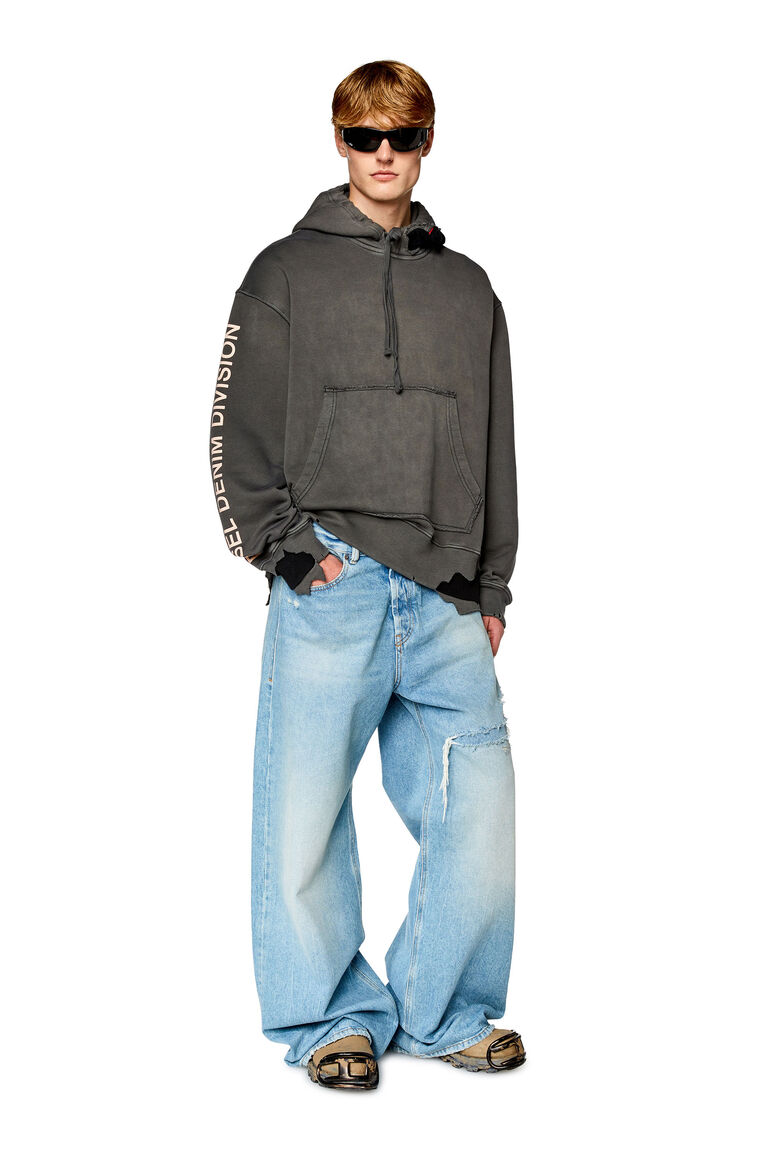 Men's Oversized hoodie with destroyed effect | S-MACSROT-HOOD Diesel A099020BKAX