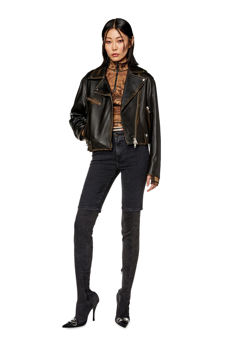 Women's Biker jacket in tumbled leather | L-EDME Diesel A104070WFAR