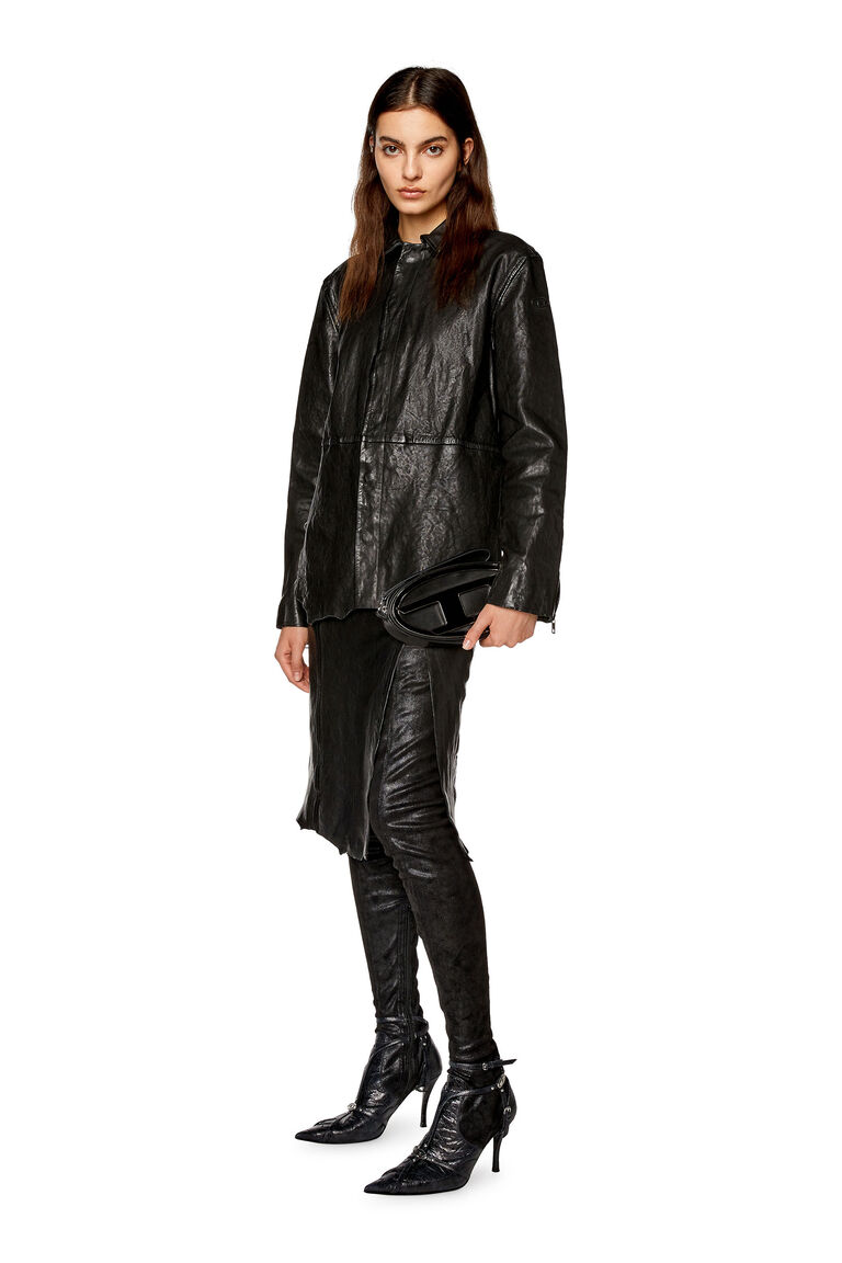 Women's Midi skirt in shiny wrinkled leather | L-RUPA Diesel A104110WFAT