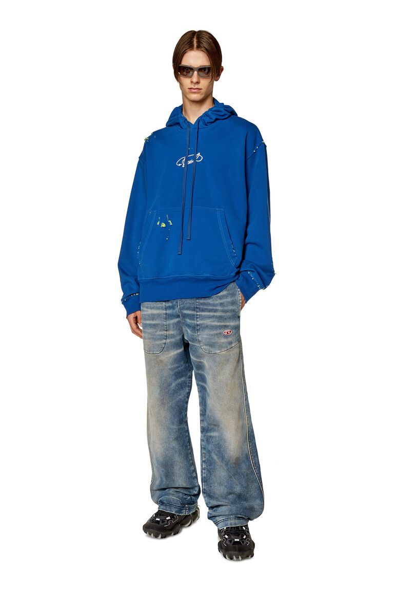 Men's Oversized distressed hoodie with logo | S-MACS-HOOD-L2 Diesel A104620KHAQ