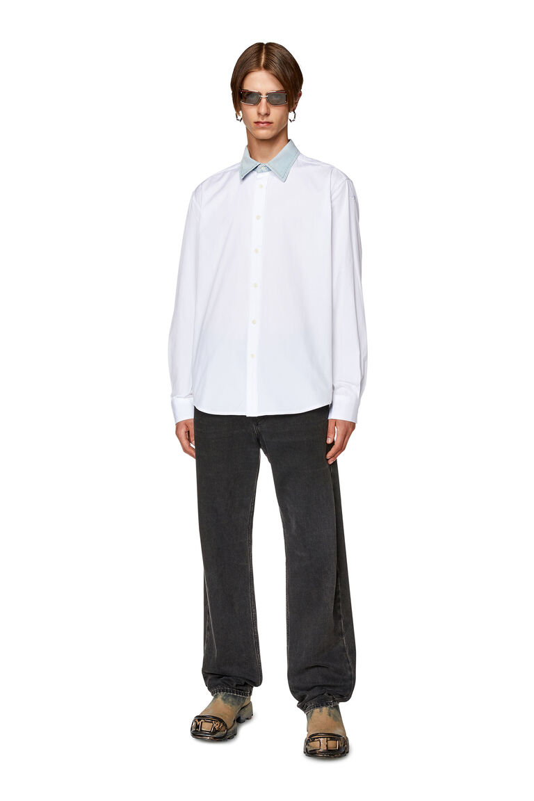 Men's Cotton shirt with denim collar | S-HOLLS Diesel A104720CKAP