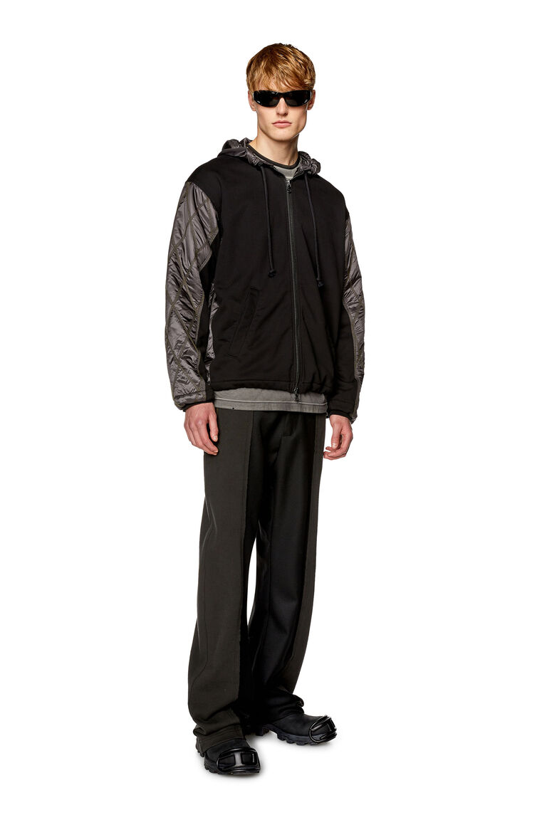 Men's Hooded jacket in fleece and quilted nylon | J-ROMBE Diesel A104970CKAM