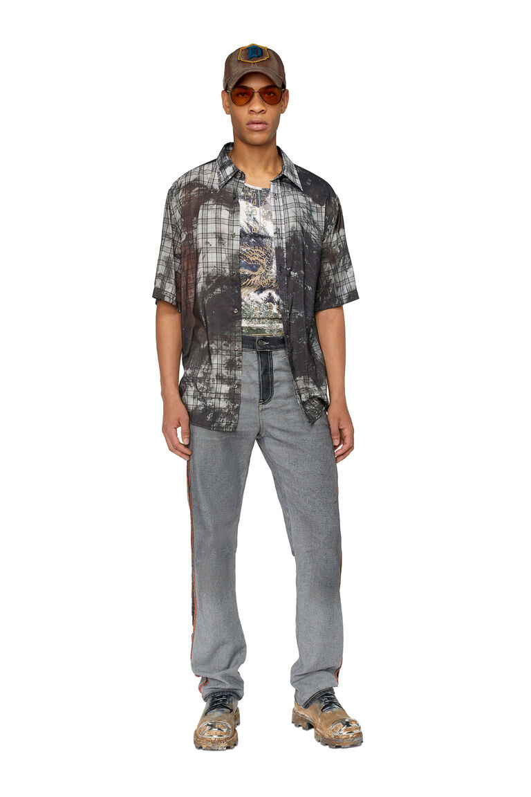 Men's Checked shirt with Planet print | S-UMBE-SSL-GLOBE Diesel A105130TGAZ