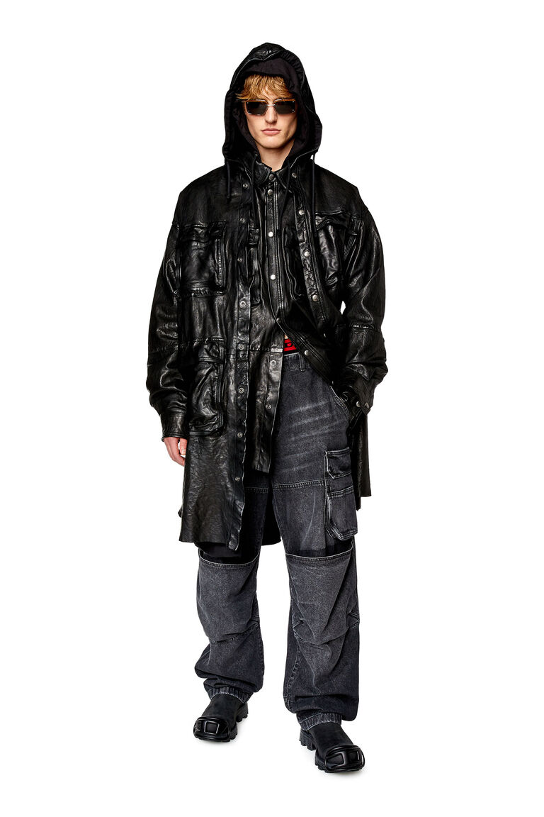 Men's Hooded jacket in bubble leather | L-SPHINX Diesel A105220KJAJ