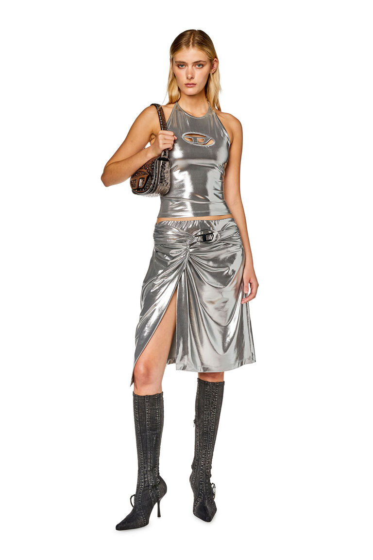 Women's Draped midi skirt with foil coating | O-MELT Diesel A105290NIAL