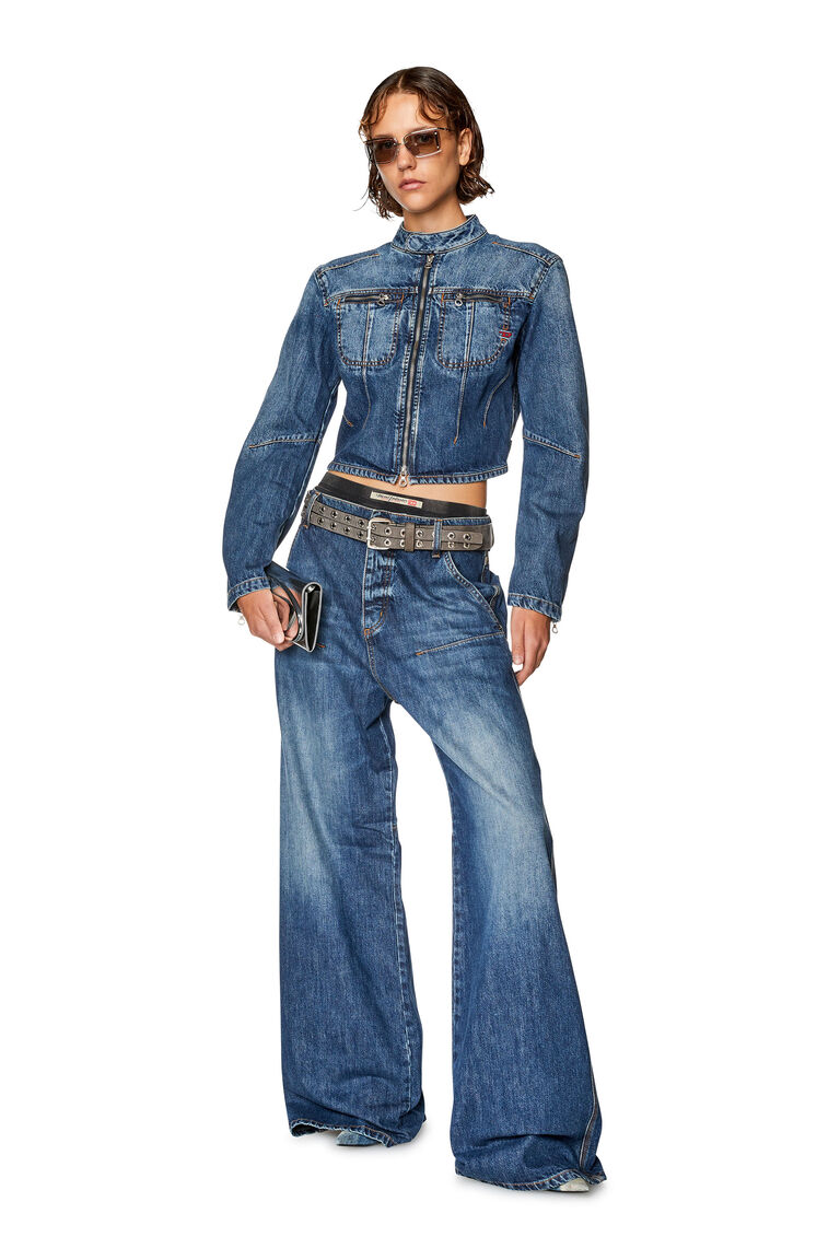 Women's Slim-fit zip denim jacket | DE-SLIMMY-BK-S Diesel A108270HJAW