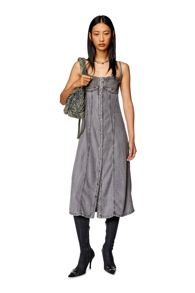Women's Strappy midi dress in light denim | DE-DRESSY Diesel A10934068GI