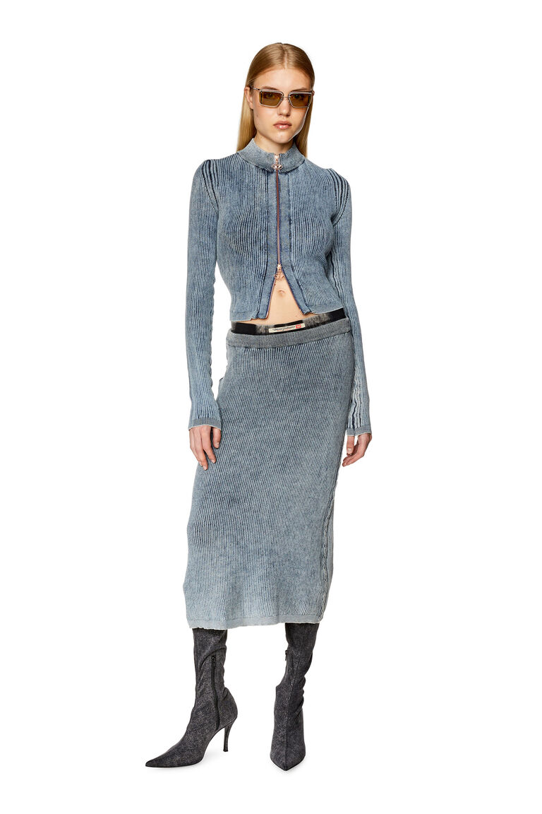 Women's Ribbed midi skirt with vintage wash | M-ARKI Diesel A111350BLAJ