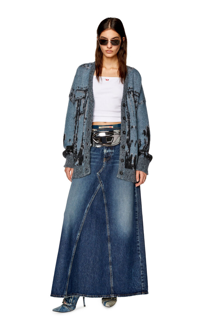 Women's Knit cardigan with jacquard jeans motif | M-RODI Diesel A111790BMAK
