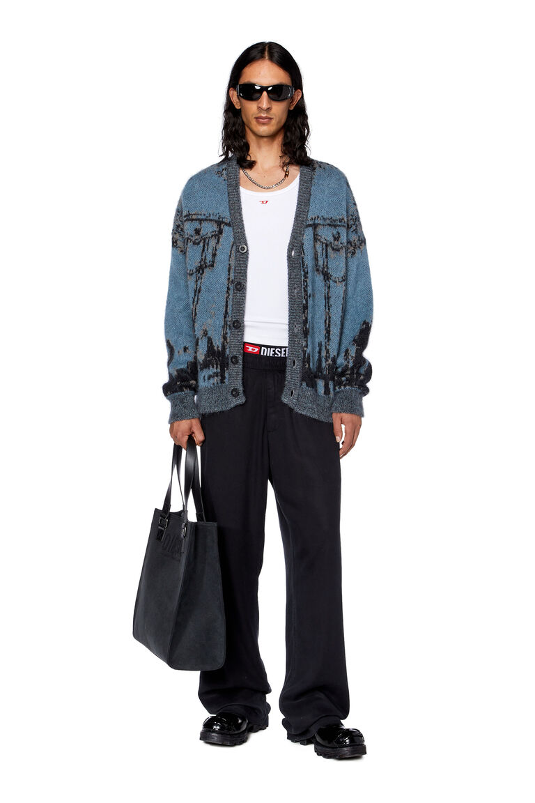 Men's Knit cardigan with jacquard jeans motif | K-PETALO Diesel A112150BMAK