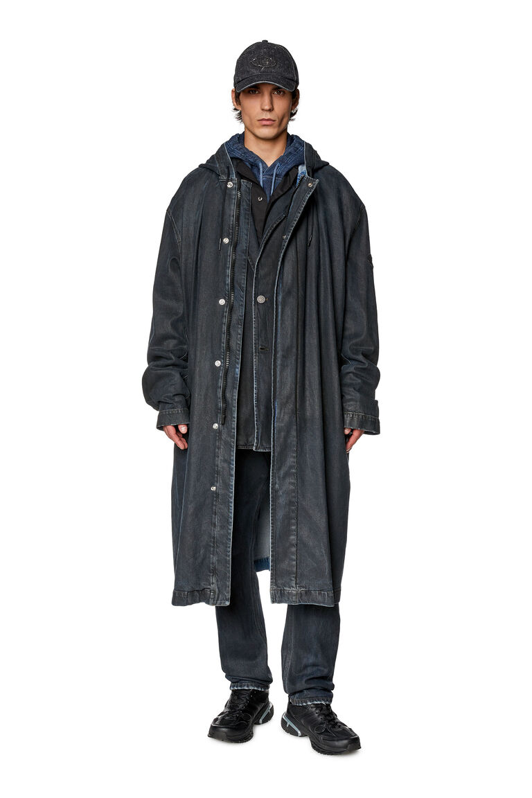 Men's Long coat in coated denim | D-COT-S Diesel A114170HJAU