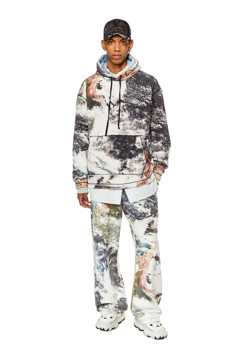 Men's Oversized faded hoodie with planet print | S-PAY-HOOD-L1 Diesel A114880AMDP
