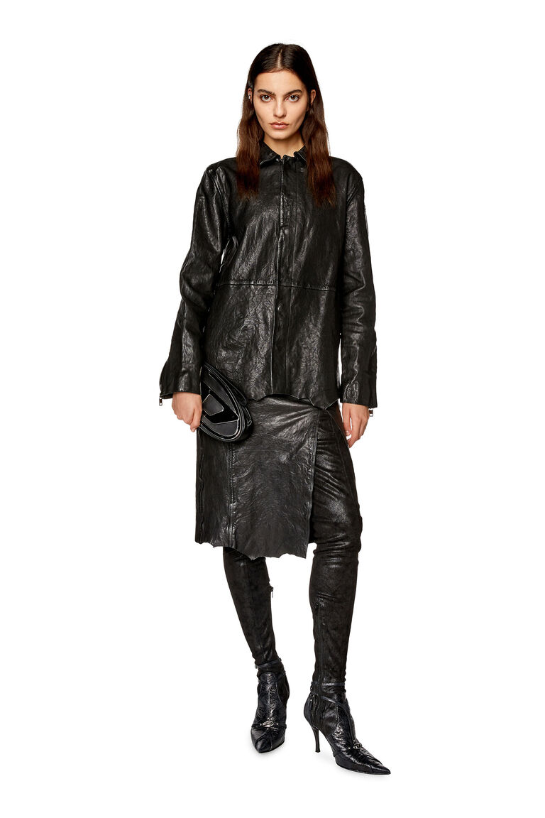 Women's Jacket in shiny wrinkled leather | L-MELL Diesel A115290WFAT