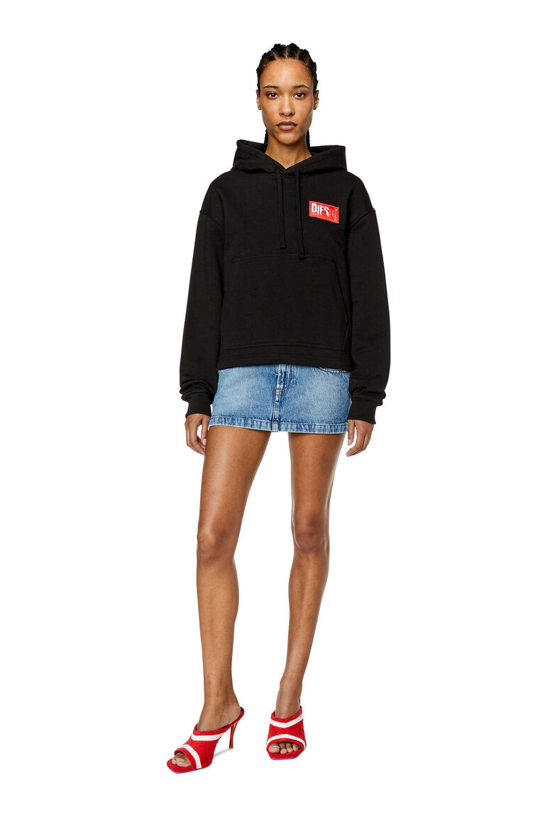 F-JARALABEL-HOOD Woman: Hoodie with frayed logo patch | Diesel A115380HLAM