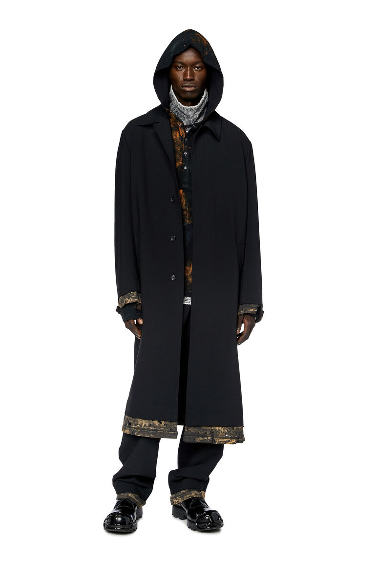 Men's Wool-blend coat with distressed trims | J-LEWITT Diesel A116380GGAB