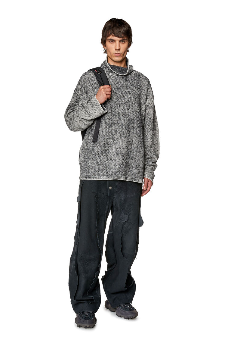 Men's High-neck sweatshirt in lasered Track Denim | D-NLABELCOL-FSD-NE Diesel A1180309I40