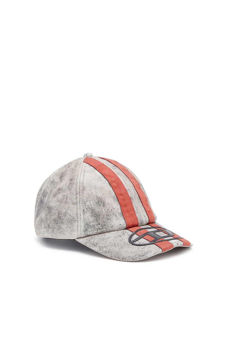 Men's Leather baseball cap with stripes | C-OLAV Diesel A118550HLAZ