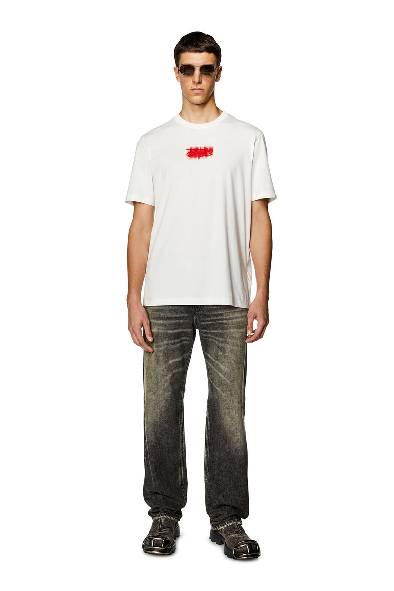 Men's Logo-flocked T-shirt in organic cotton | T-JUST-N4 Diesel A122710GRAI