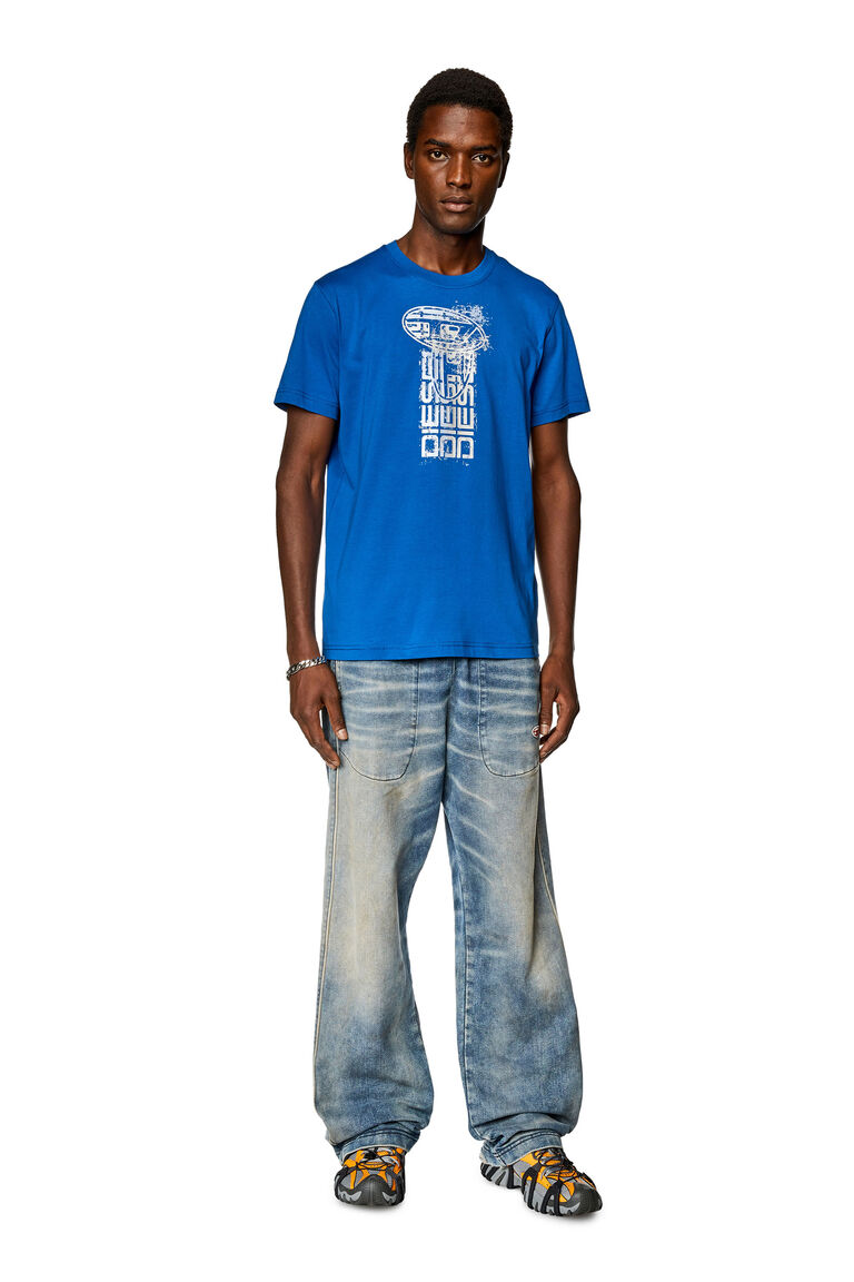 Men's T-shirt with metallic logos | T-DIEGOR-K68 Diesel A124960GRAI