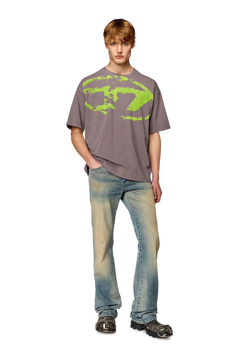 Men's T-shirt with distressed flocked logo | T-BOXT-N14 Diesel A130490DQAU