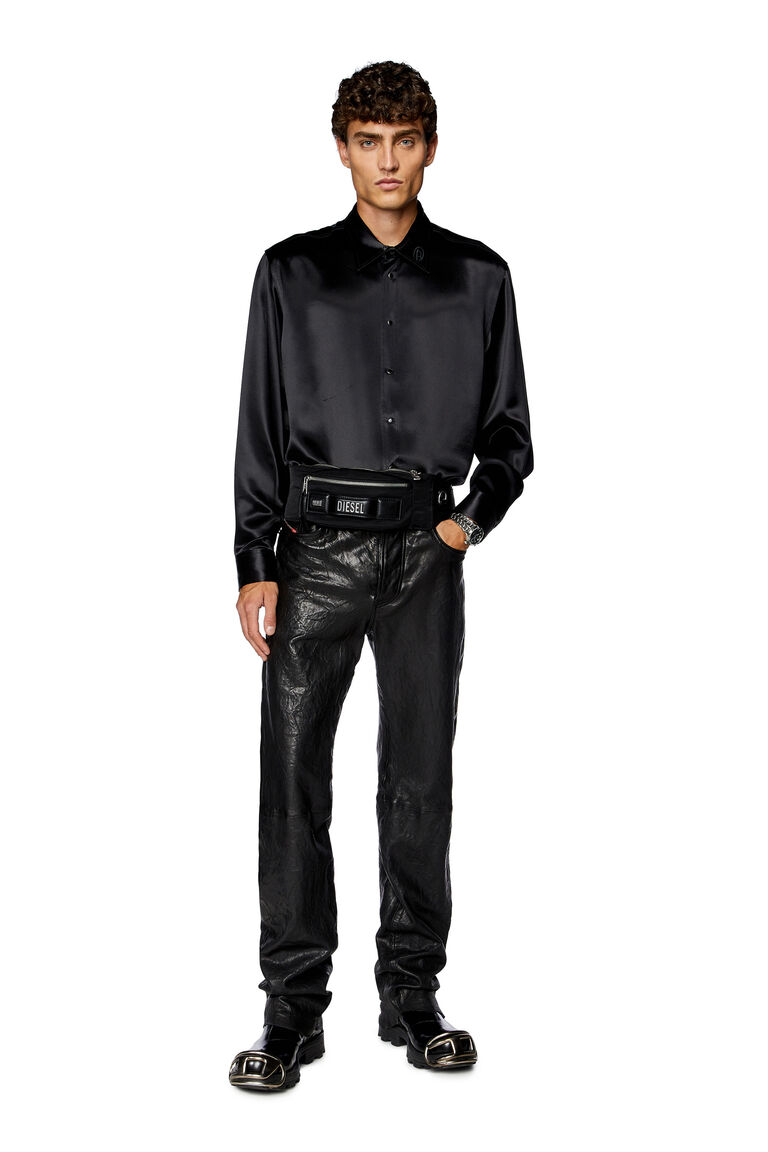 Men's Satin shirt with logo-embroidered collar | S-RICCO Diesel A132950QIAP