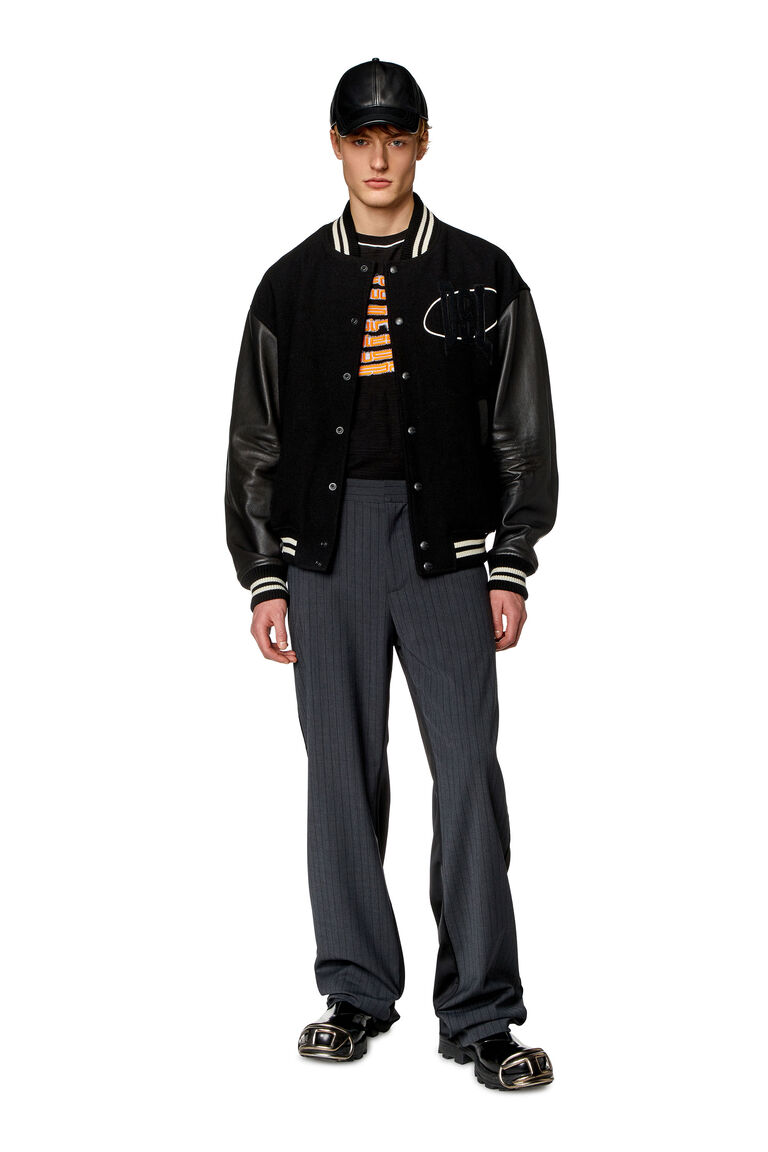 Men's Varsity bomber jacket in wool and leather | L-FRANZ-PATCH Diesel A137940LHAL