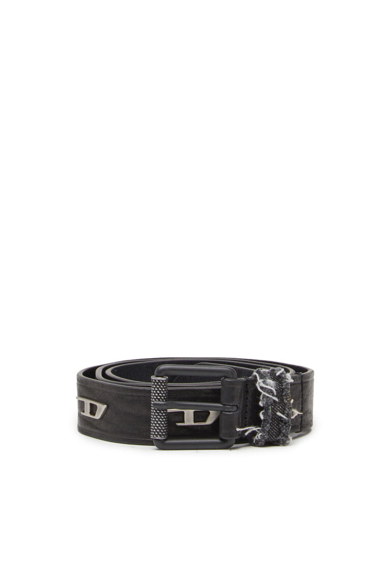B-DAVIS II Man: Leather belt with frayed denim loop | Diesel X09397P4649