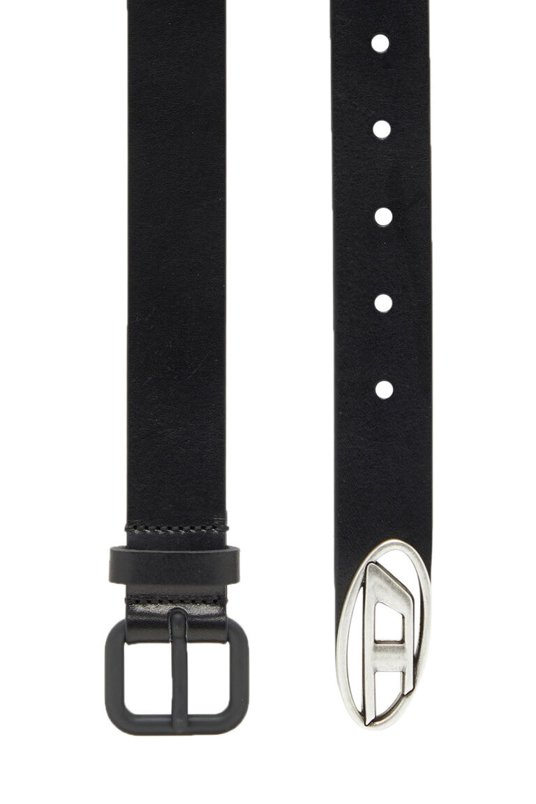 B-INLAY: Leather belt with metal oval D logo | Diesel X09575PR666