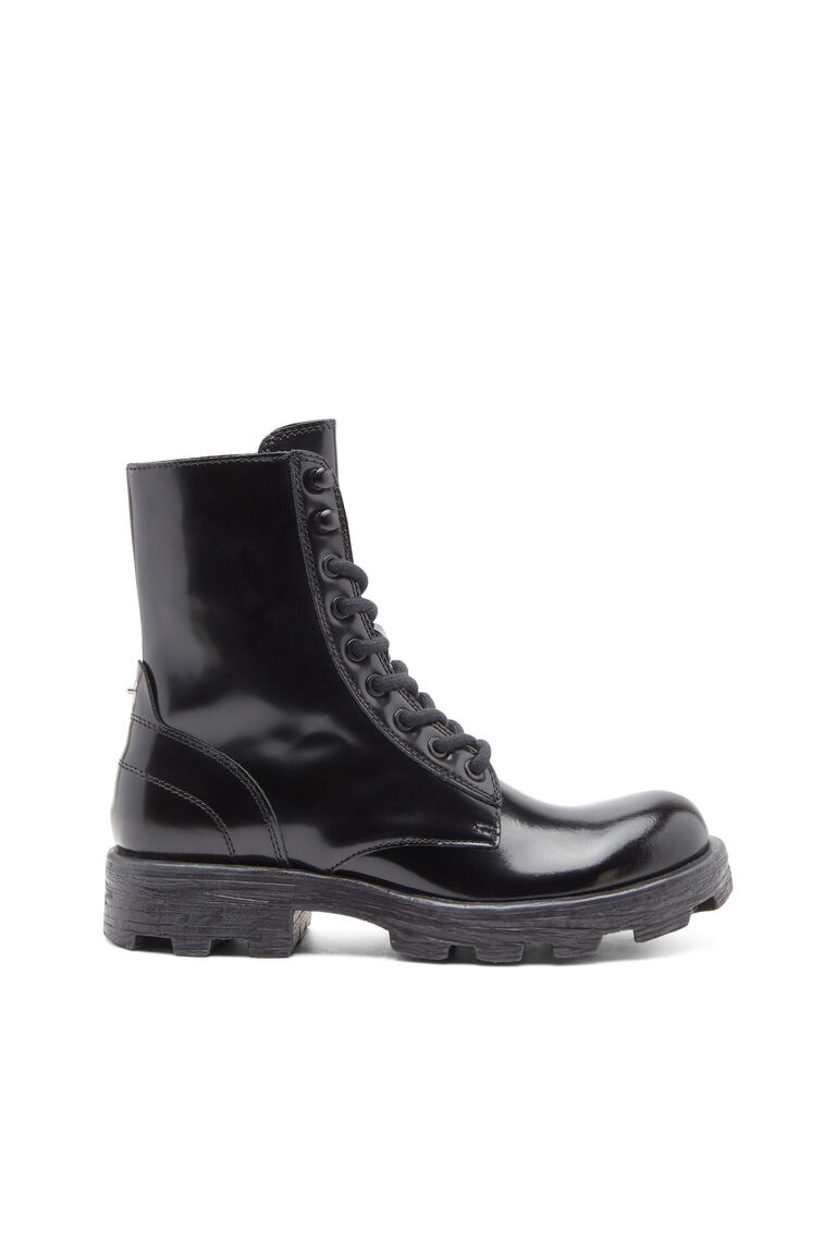D-HAMMER BT W Woman: Combat boots in glossed leather | Diesel Y03017P4471