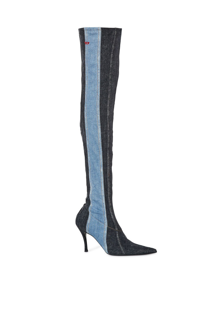 D-VENUS TBTS Woman: Over-the-knee boots in stretch denim | Diesel Y03088PS149