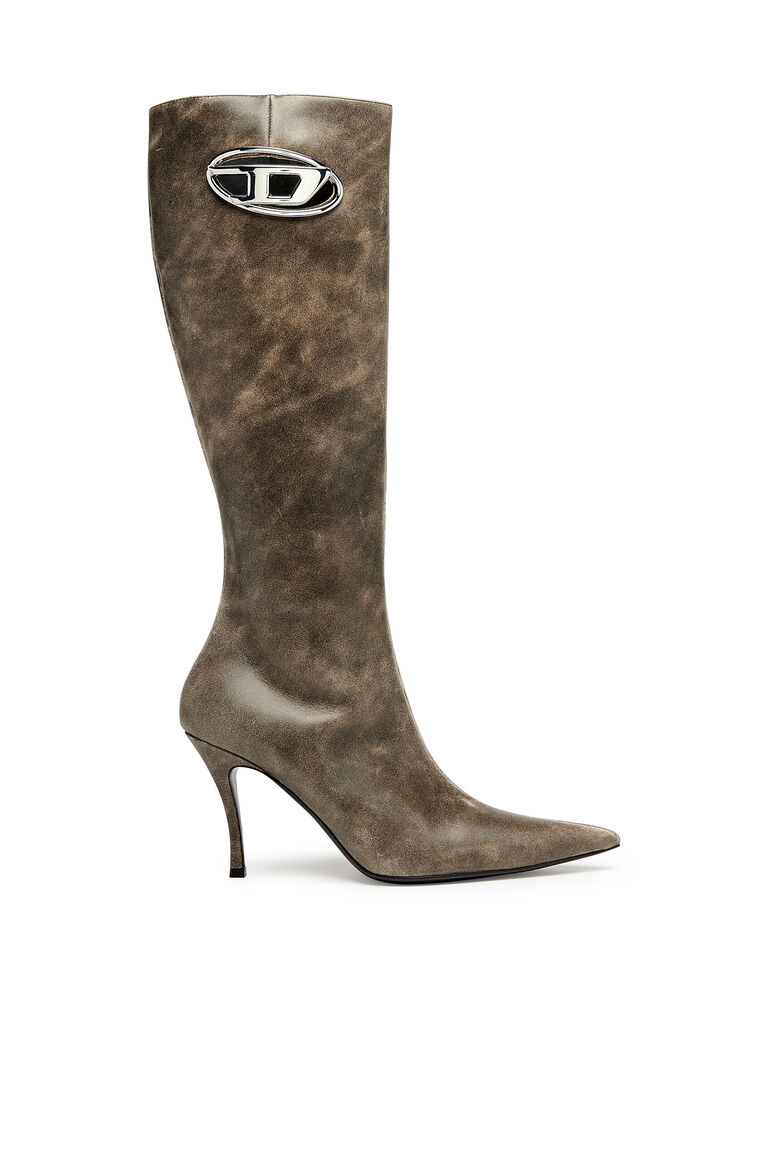 Women's D-Venus HBT - Treated leather boots with oval D plaque | D-VENUS HBT Diesel Y03207PR080